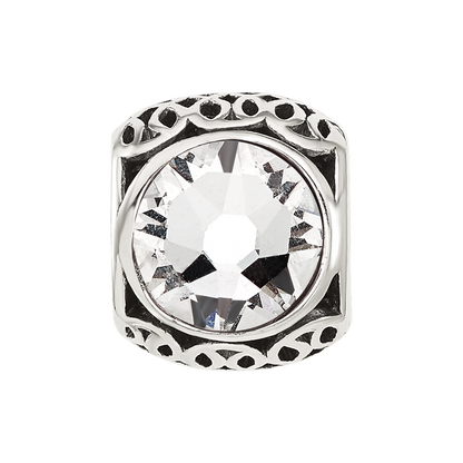 Sterling Silver Reflections Antiqued Clear Crystal Bead