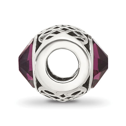 Sterling Silver Reflections Antiqued Purple Crystal Bead