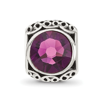 Sterling Silver Reflections Antiqued Purple Crystal Bead