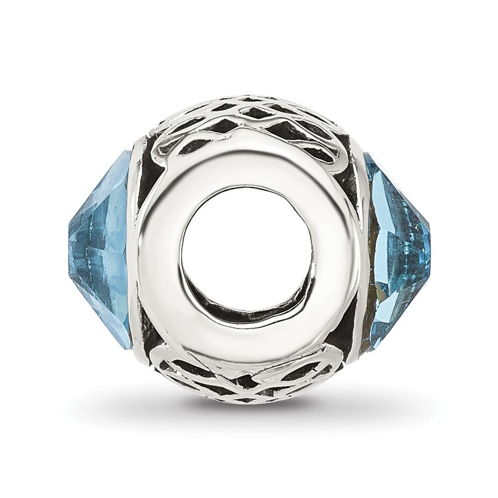 Sterling Silver Reflections Antiqued Light Blue Crystal Bead