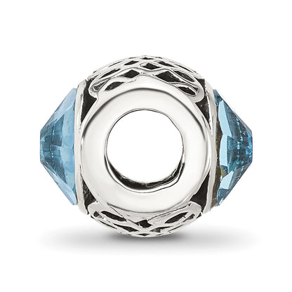 Sterling Silver Reflections Antiqued Light Blue Crystal Bead