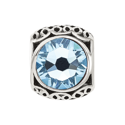 Sterling Silver Reflections Antiqued Light Blue Crystal Bead