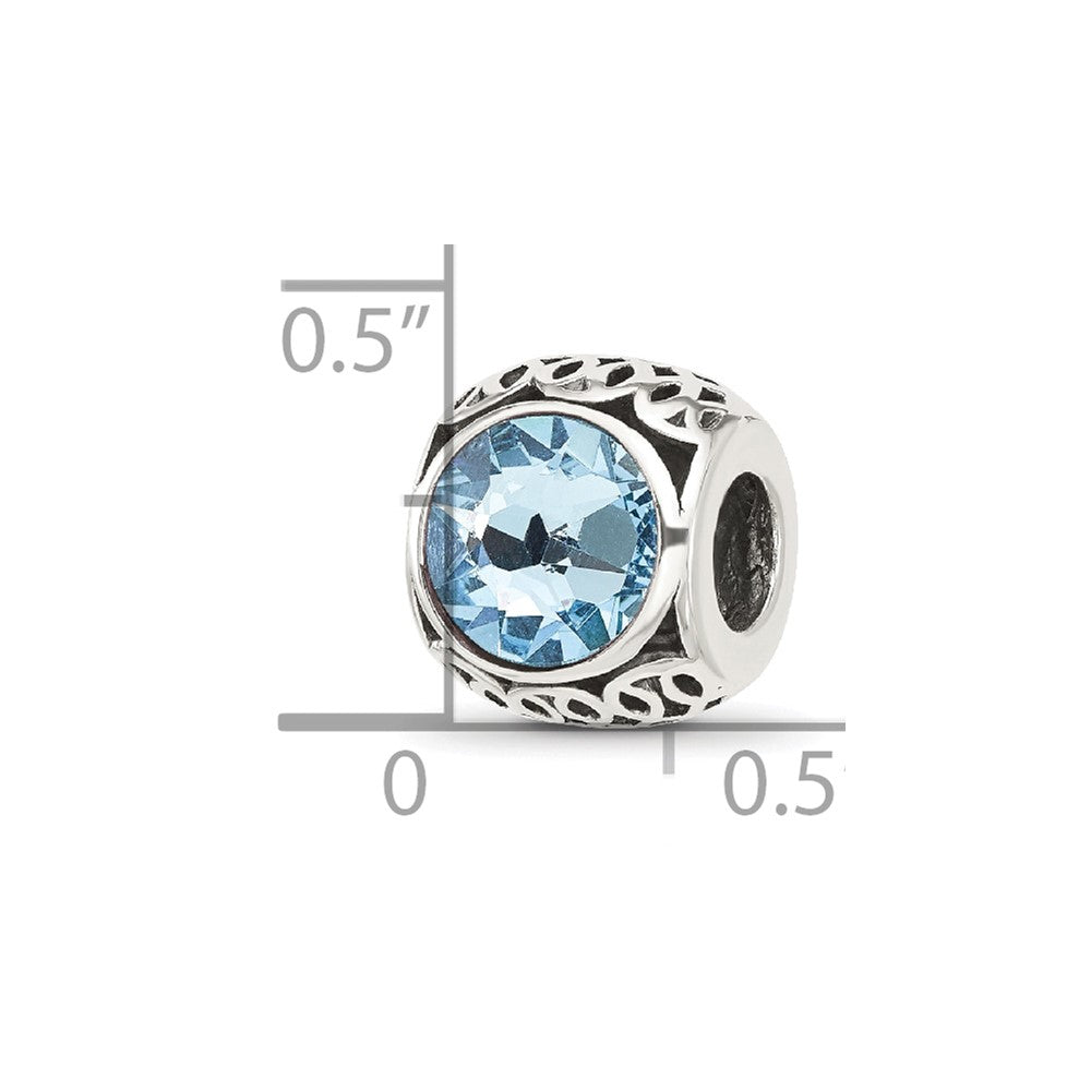 Sterling Silver Reflections Antiqued Light Blue Crystal Bead