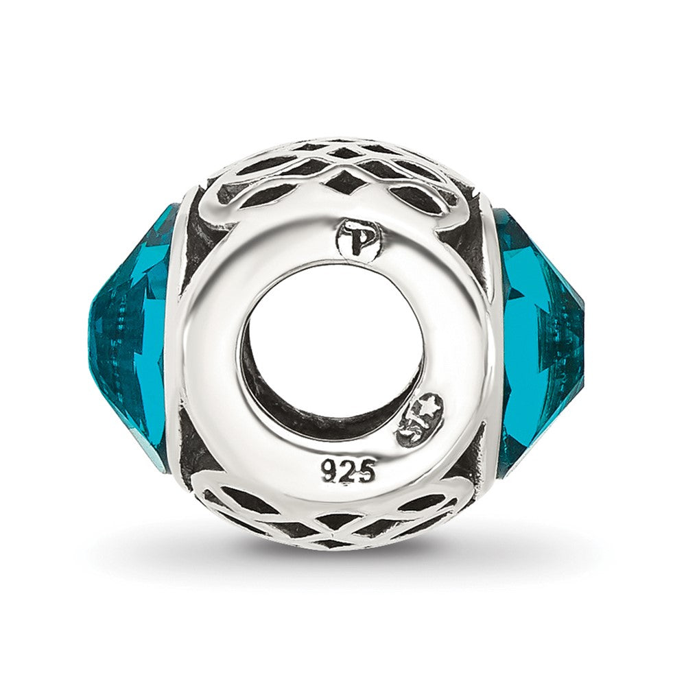 Sterling Silver Reflections Antiqued Teal Crystal Bead