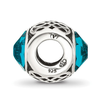 Sterling Silver Reflections Antiqued Teal Crystal Bead