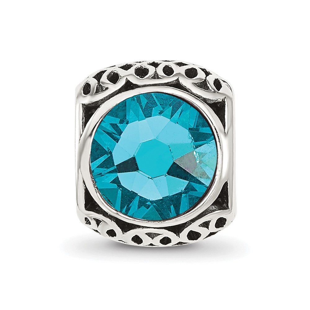 Sterling Silver Reflections Antiqued Teal Crystal Bead