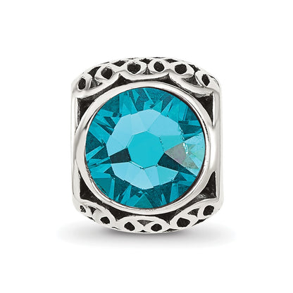 Sterling Silver Reflections Antiqued Teal Crystal Bead