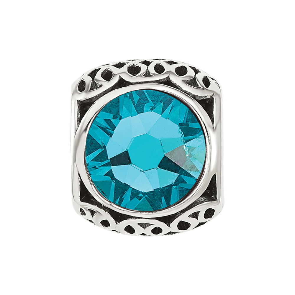 Sterling Silver Reflections Antiqued Teal Crystal Bead