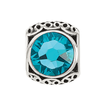 Sterling Silver Reflections Antiqued Teal Crystal Bead