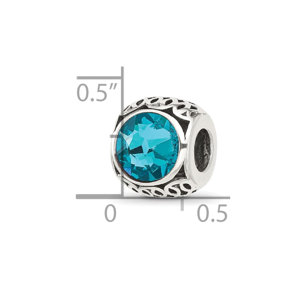 Sterling Silver Reflections Antiqued Teal Crystal Bead