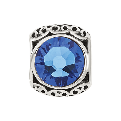 Sterling Silver Reflections Antiqued Blue Crystal Bead