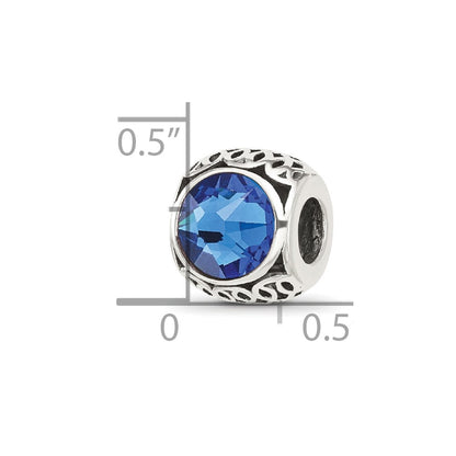 Sterling Silver Reflections Antiqued Blue Crystal Bead