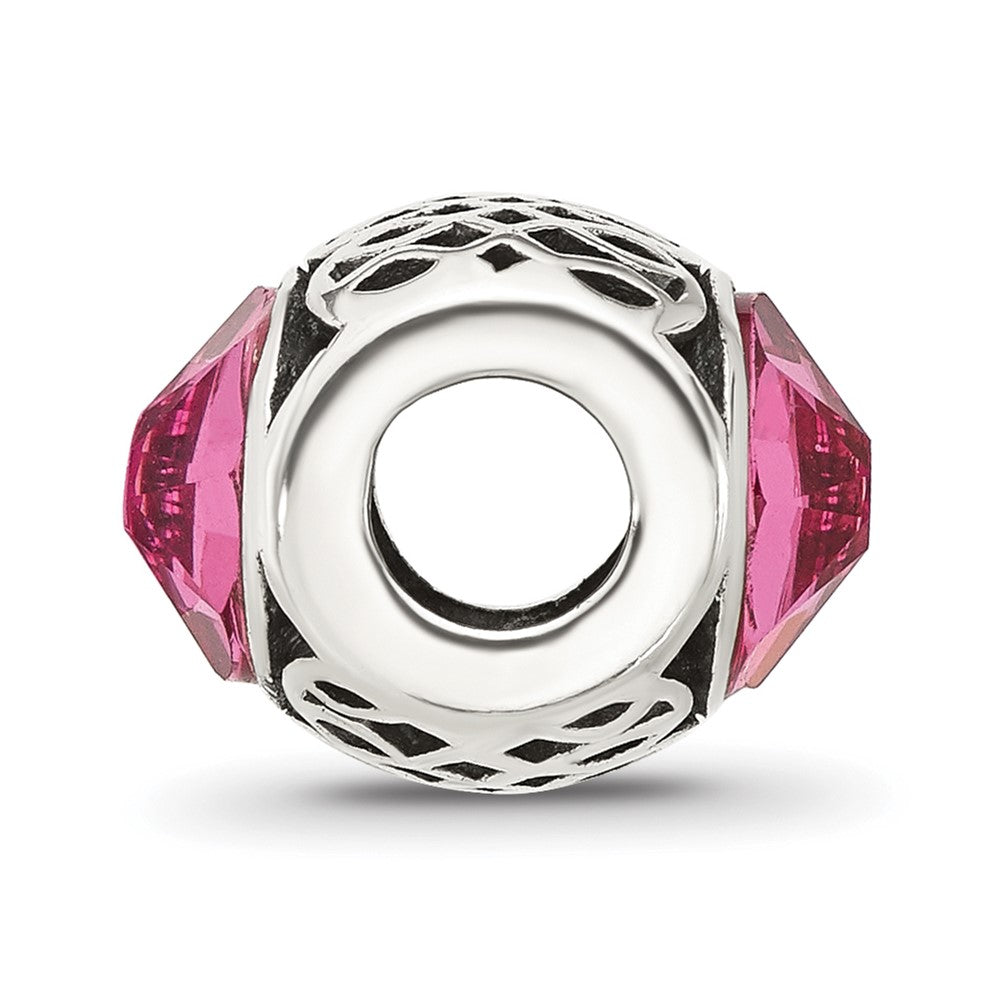 Sterling Silver Reflections Antiqued Pink Crystal Bead