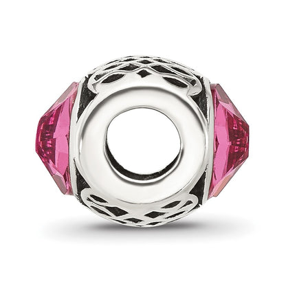 Sterling Silver Reflections Antiqued Pink Crystal Bead