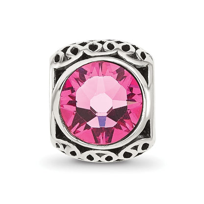 Sterling Silver Reflections Antiqued Pink Crystal Bead