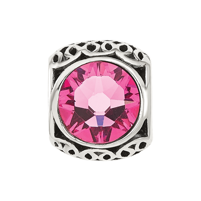 Sterling Silver Reflections Antiqued Pink Crystal Bead