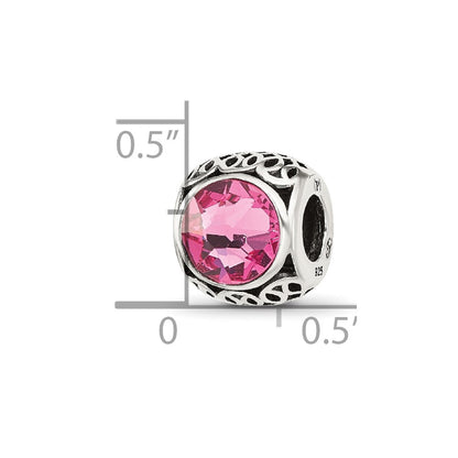 Sterling Silver Reflections Antiqued Pink Crystal Bead
