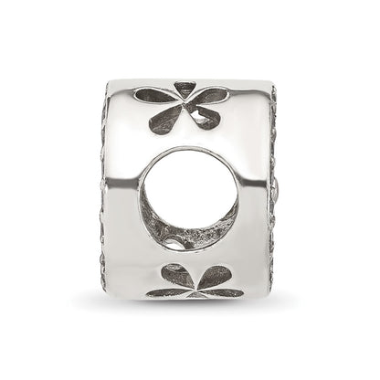 Sterling Silver Reflections Polish CZ and Pink Enamel Flower Circle Bead