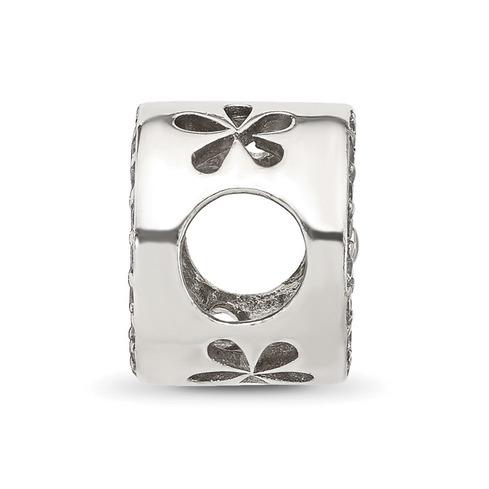 Sterling Silver Reflections CZ and Light Blue Enamel Flower Circle Bead