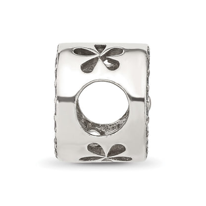 Sterling Silver Reflections CZ and Light Blue Enamel Flower Circle Bead