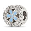 Sterling Silver Reflections CZ and Light Blue Enamel Flower Circle Bead