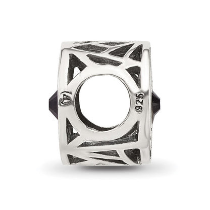 Sterling Silver Reflections Black Crystal Spider Web Bead