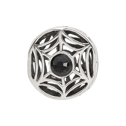 Sterling Silver Reflections Black Crystal Spider Web Bead