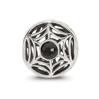 Sterling Silver Reflections Black Crystal Spider Web Bead