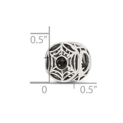 Sterling Silver Reflections Black Crystal Spider Web Bead