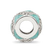 Sterling Silver Reflections CZ Light Green Enameled Fancy Bead
