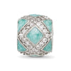 Sterling Silver Reflections CZ Light Green Enameled Fancy Bead