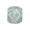 Sterling Silver Reflections CZ Light Green Enameled Fancy Bead