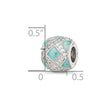 Sterling Silver Reflections CZ Light Green Enameled Fancy Bead