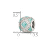Sterling Silver Reflections CZ Light Green Enameled Fancy Bead