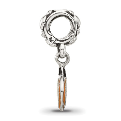Sterling Silver Reflections Orange Enameled Pumpkin Dangle Bead