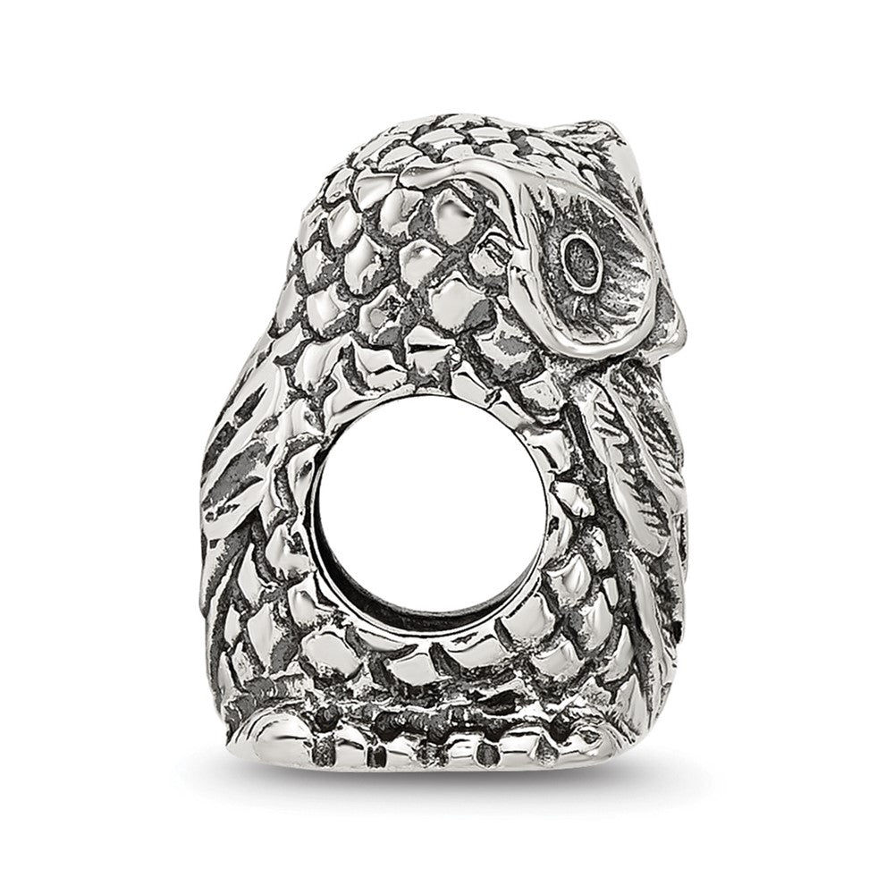 Sterling Silver Reflections Polished Owl Bead