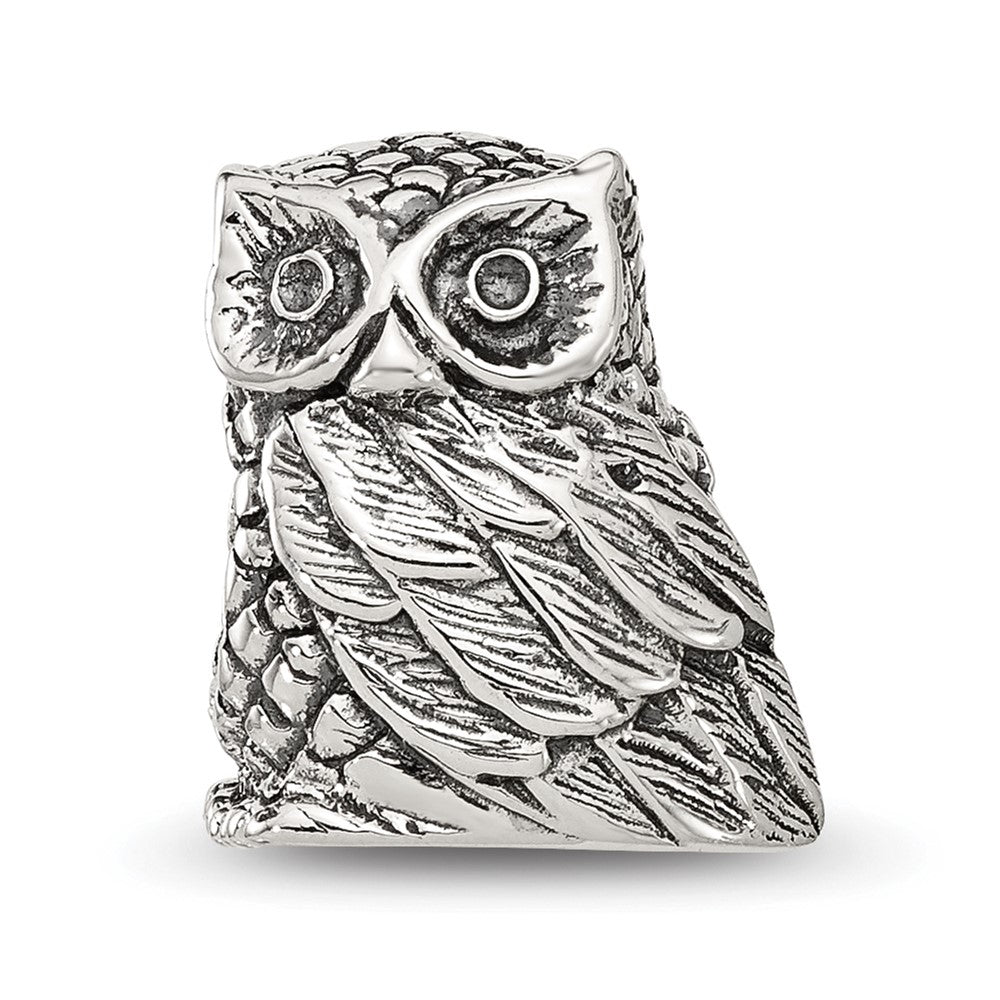 Sterling Silver Reflections Polished Owl Bead