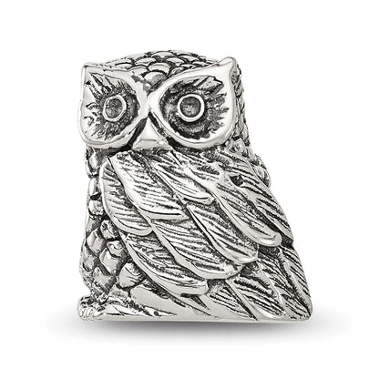 Sterling Silver Reflections Polished Owl Bead