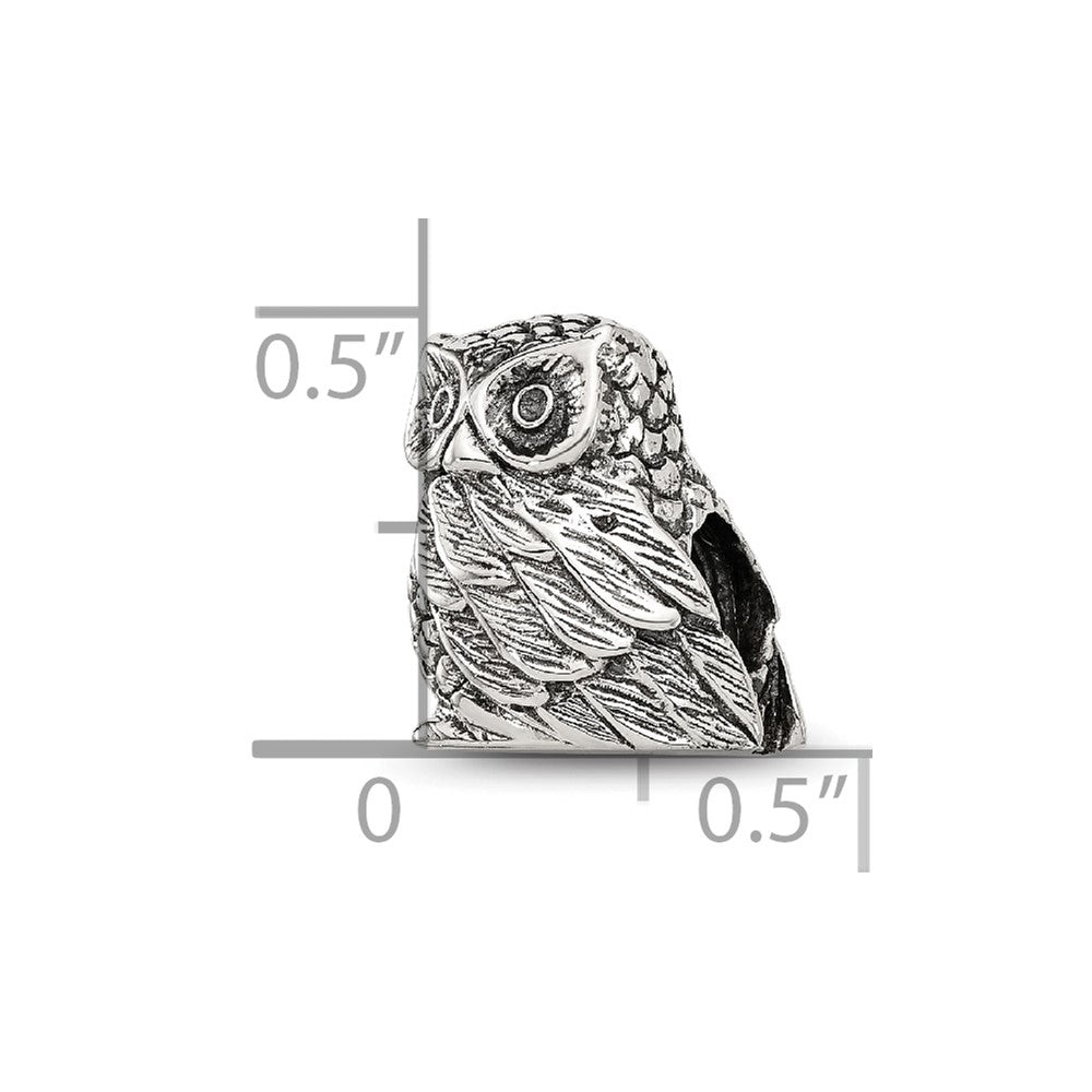 Sterling Silver Reflections Polished Owl Bead