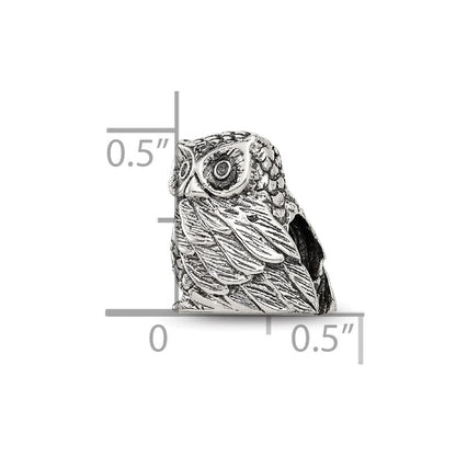 Sterling Silver Reflections Polished Owl Bead