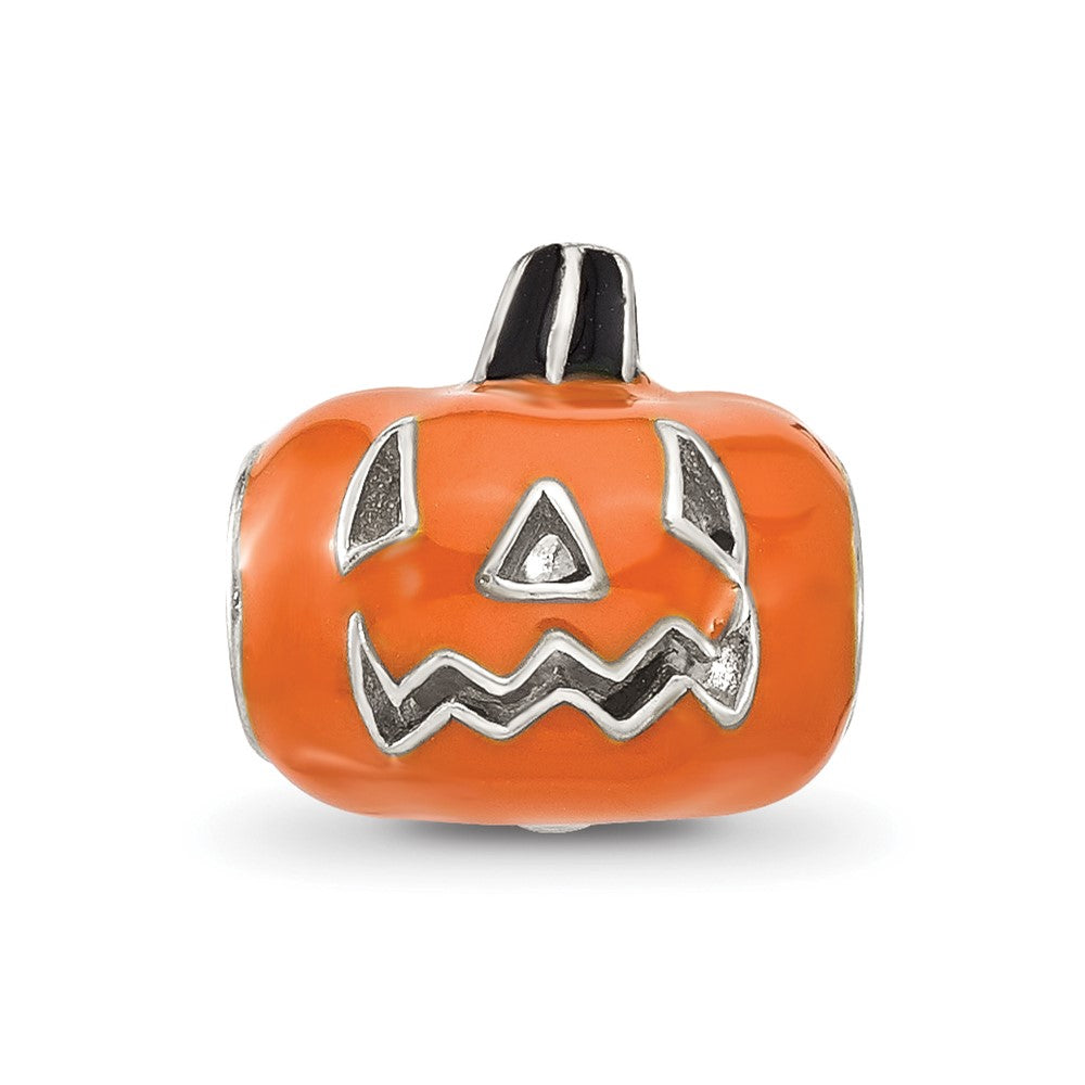 Sterling Silver Reflections Orange Enameled Pumpkin Bead