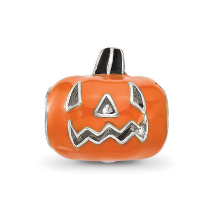 Sterling Silver Reflections Orange Enameled Pumpkin Bead