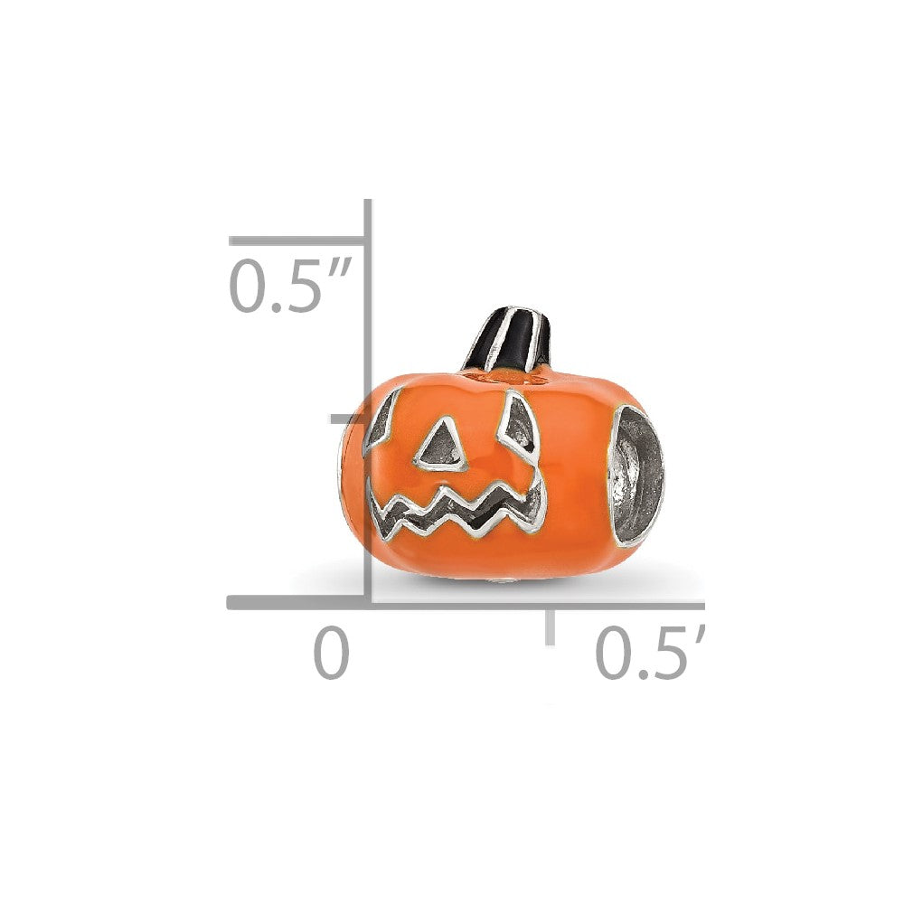 Sterling Silver Reflections Orange Enameled Pumpkin Bead