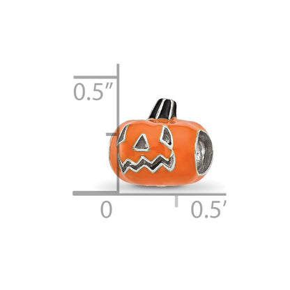 Sterling Silver Reflections Orange Enameled Pumpkin Bead