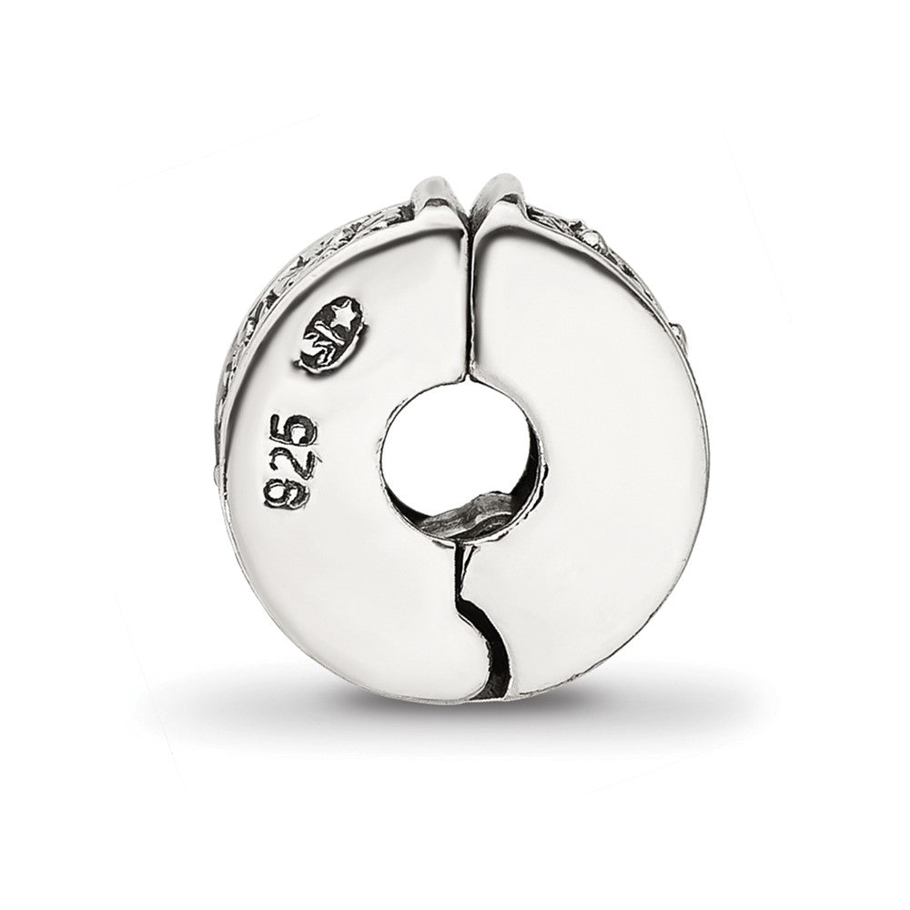 Sterling Silver Reflections Antiqued Floral Clip Bead