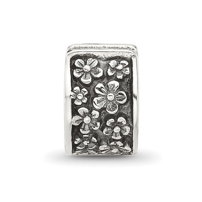 Sterling Silver Reflections Antiqued Floral Clip Bead