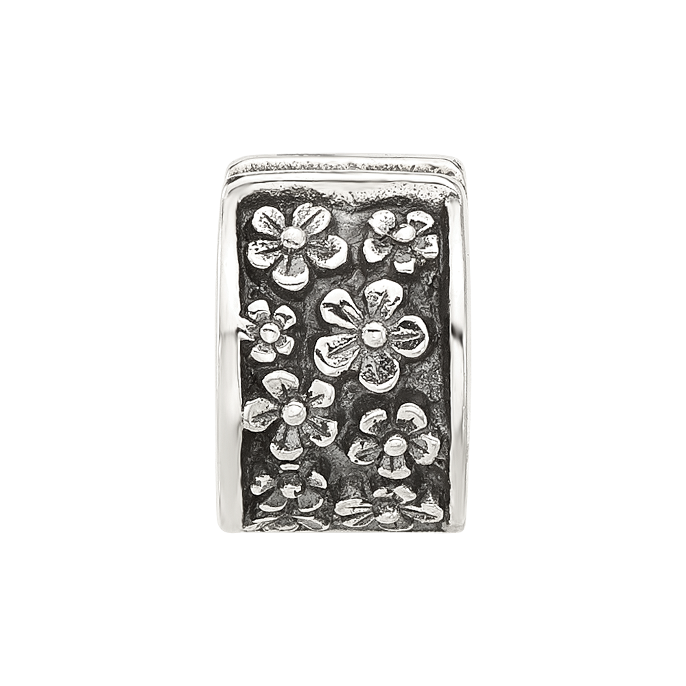 Sterling Silver Reflections Antiqued Floral Clip Bead