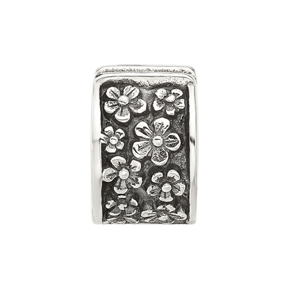 Sterling Silver Reflections Antiqued Floral Clip Bead