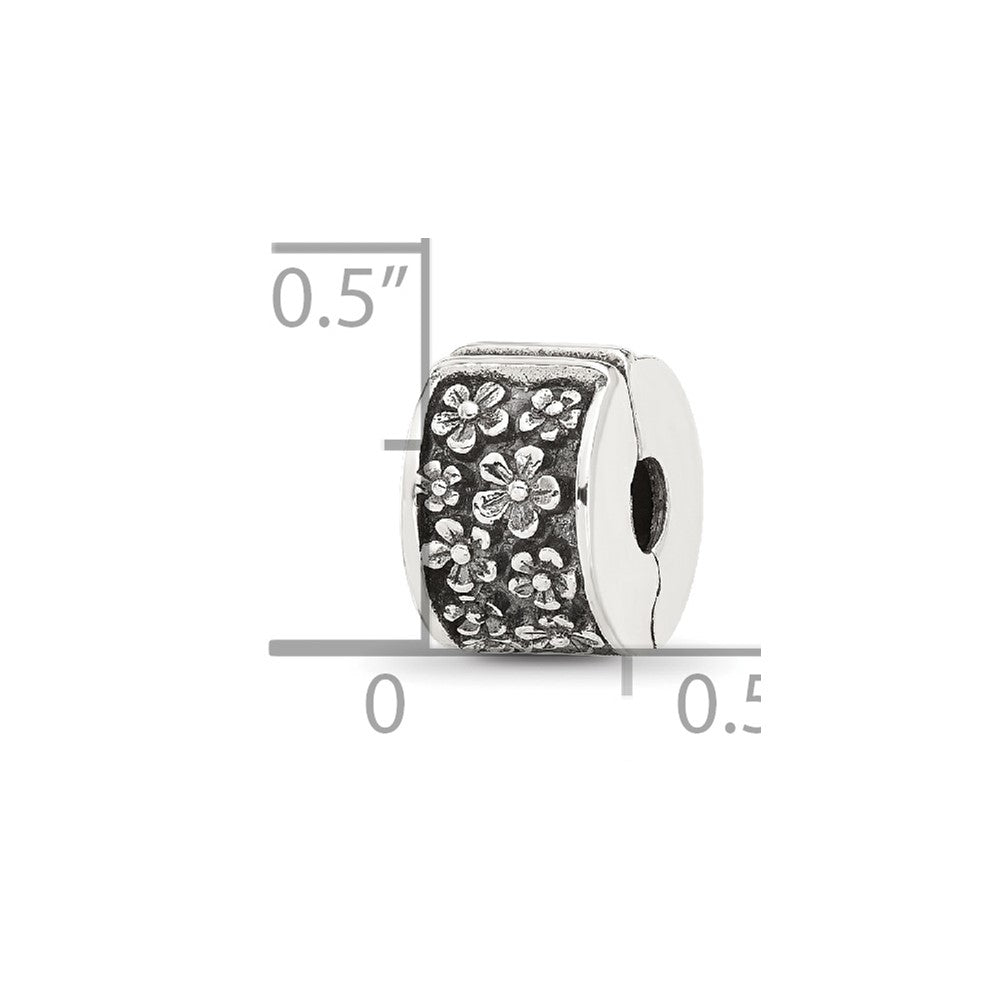 Sterling Silver Reflections Antiqued Floral Clip Bead