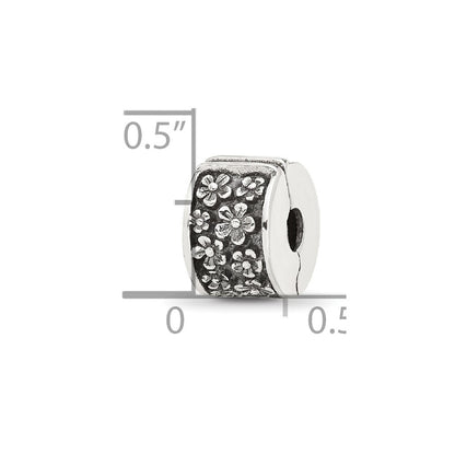 Sterling Silver Reflections Antiqued Floral Clip Bead